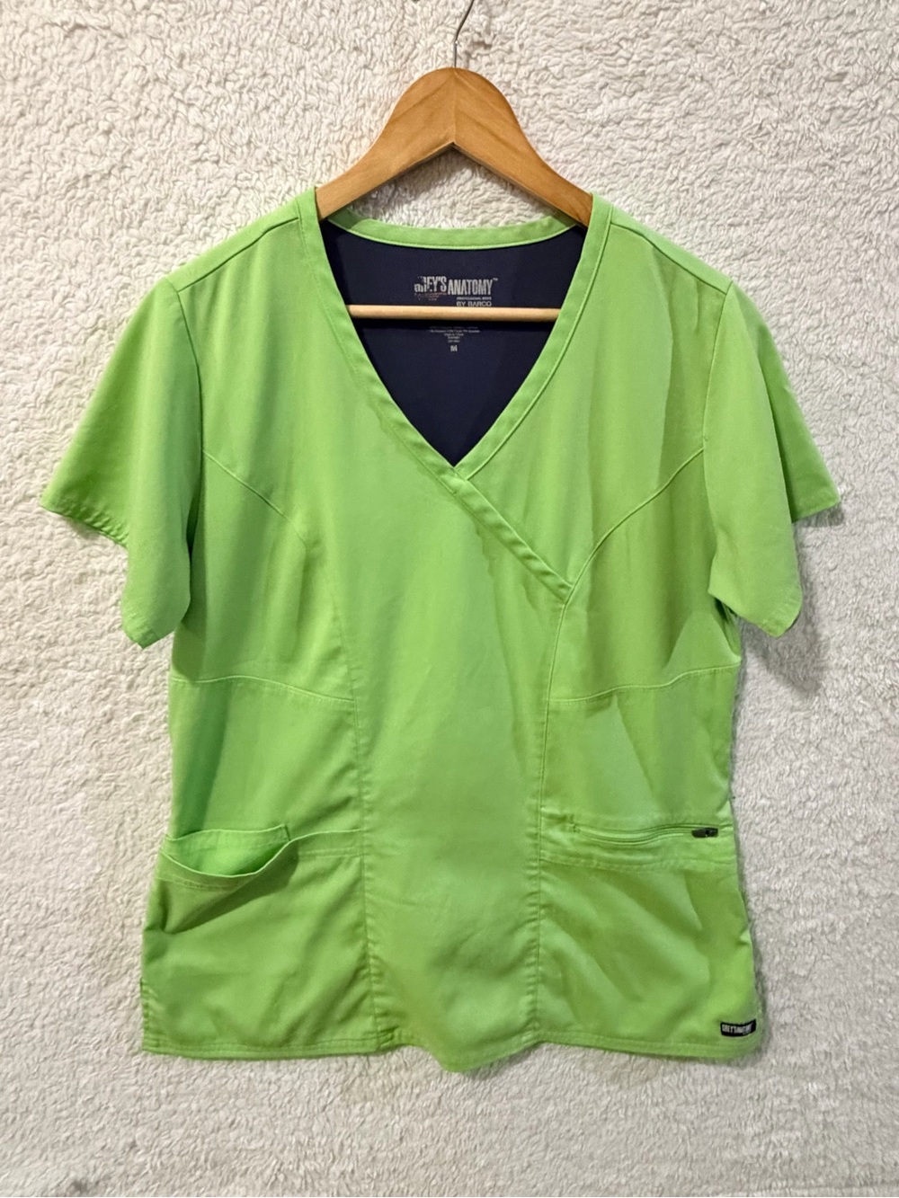 Grey's Anatomy Lime Green V-Neck Scrub Top with Pockets